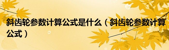 斜齿轮参数计算公式是什么（斜齿轮参数计算公式）