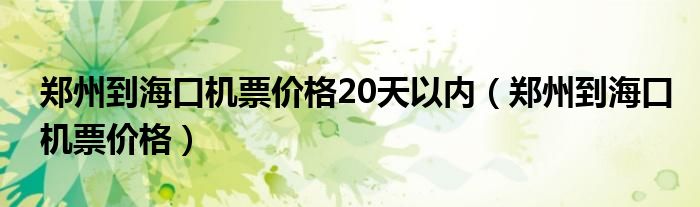 郑州到海口机票价格20天以内（郑州到海口机票价格）