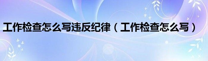 工作检查怎么写违反纪律（工作检查怎么写）