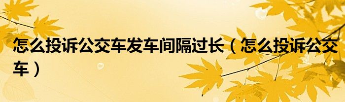 怎么投诉公交车发车间隔过长（怎么投诉公交车）