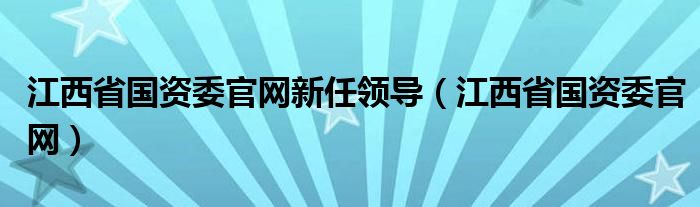 江西省国资委官网新任领导（江西省国资委官网）