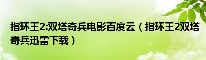 指环王2:双塔奇兵电影百度云（指环王2双塔奇兵迅雷下载）