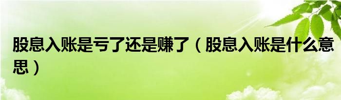 股息入账是亏了还是赚了（股息入账是什么意思）