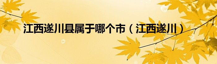 江西遂川县属于哪个市（江西遂川）