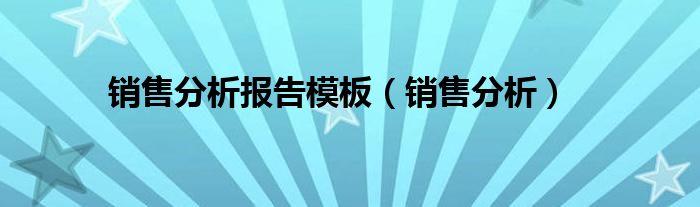 销售分析报告模板（销售分析）