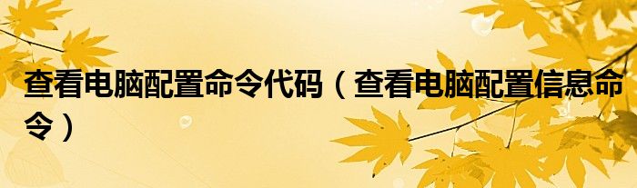 查看电脑配置命令代码（查看电脑配置信息命令）