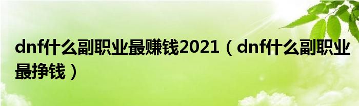 dnf什么副职业最赚钱2021（dnf什么副职业最挣钱）