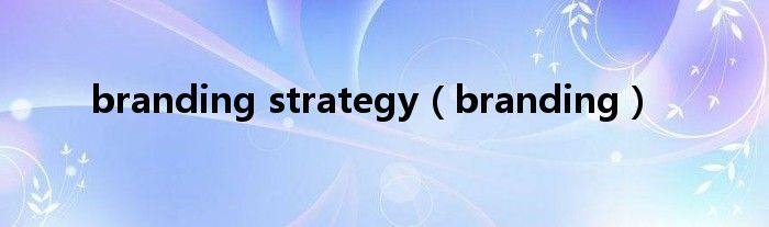 branding strategy（branding）