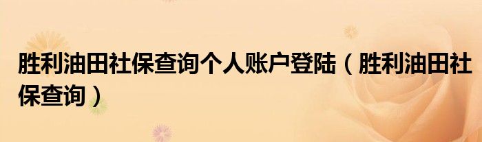 胜利油田社保查询个人账户登陆（胜利油田社保查询）