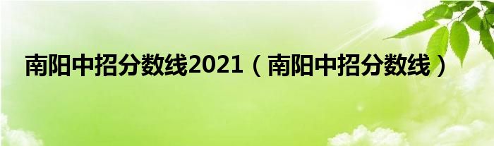 南阳中招分数线2021（南阳中招分数线）