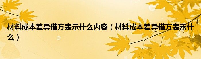 材料成本差异借方表示什么内容（材料成本差异借方表示什么）