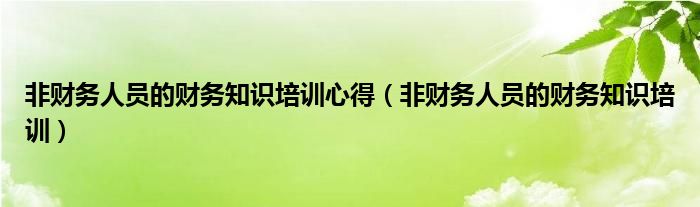 非财务人员的财务知识培训心得（非财务人员的财务知识培训）