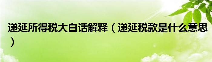 递延所得税大白话解释（递延税款是什么意思）