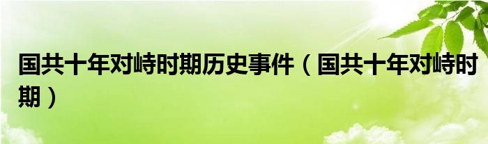 国共十年对峙时期历史事件（国共十年对峙时期）