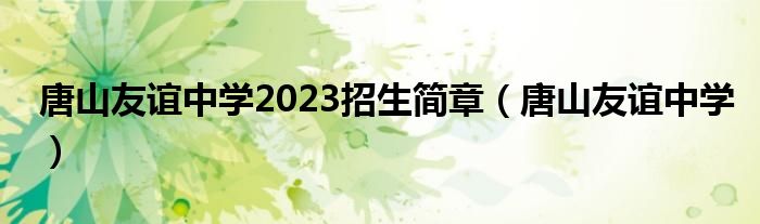 唐山友谊中学2023招生简章（唐山友谊中学）