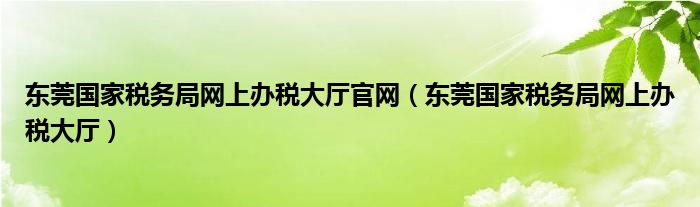 东莞国家税务局网上办税大厅官网（东莞国家税务局网上办税大厅）