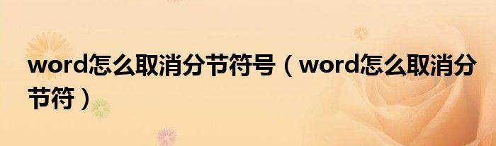 word怎么取消分节符号（word怎么取消分节符）