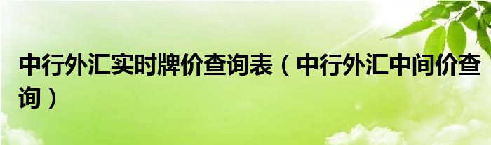 中行外汇实时牌价查询表（中行外汇中间价查询）