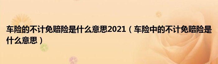 车险的不计免赔险是什么意思2021（车险中的不计免赔险是什么意思）