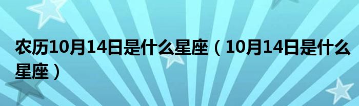 农历10月14日是什么星座（10月14日是什么星座）