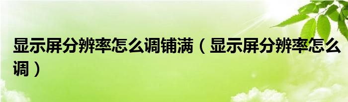 显示屏分辨率怎么调铺满（显示屏分辨率怎么调）