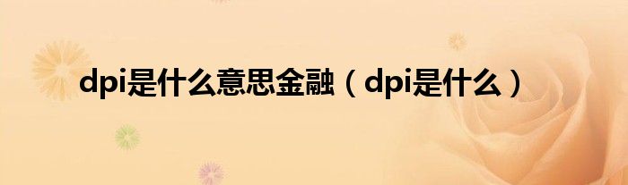 dpi是什么意思金融（dpi是什么）