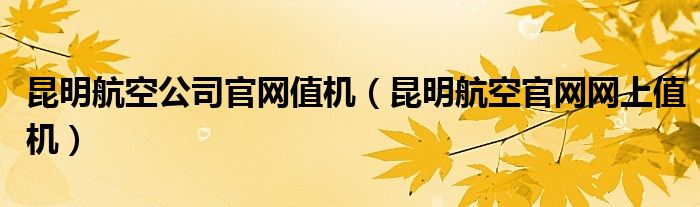 昆明航空公司官网值机（昆明航空官网网上值机）