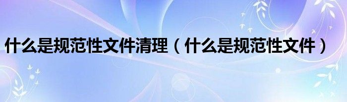 什么是规范性文件清理（什么是规范性文件）