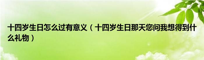 十四岁生日怎么过有意义（十四岁生日那天您问我想得到什么礼物）