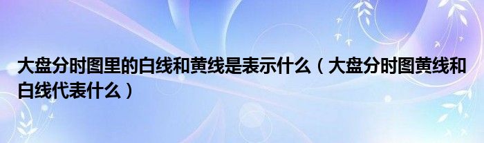 大盘分时图里的白线和黄线是表示什么（大盘分时图黄线和白线代表什么）