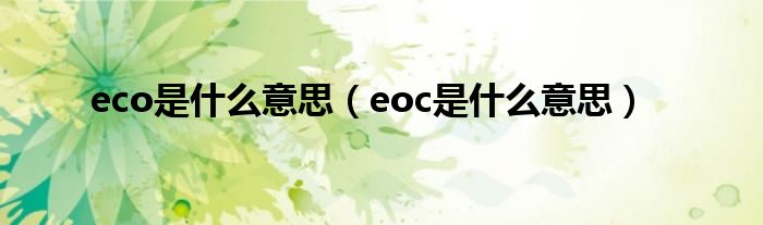 eco是什么意思（eoc是什么意思）