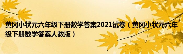 黄冈小状元六年级下册数学答案2021试卷（黄冈小状元六年级下册数学答案人教版）