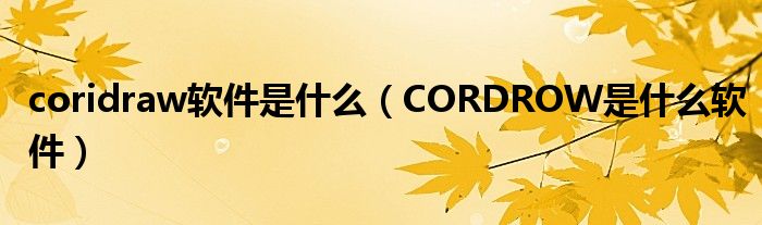 coridraw软件是什么（CORDROW是什么软件）