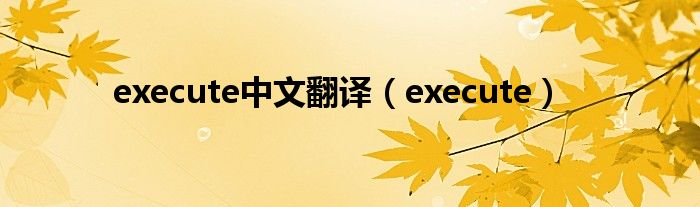 execute中文翻译（execute）