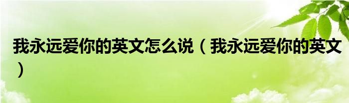 我永远爱你的英文怎么说（我永远爱你的英文）