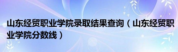 山东经贸职业学院录取结果查询（山东经贸职业学院分数线）