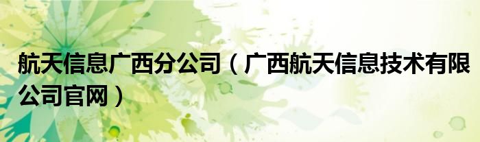 航天信息广西分公司（广西航天信息技术有限公司官网）