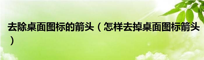 去除桌面图标的箭头（怎样去掉桌面图标箭头）