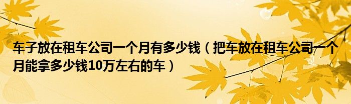 车子放在租车公司一个月有多少钱（把车放在租车公司一个月能拿多少钱10万左右的车）