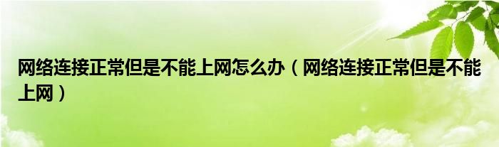 网络连接正常但是不能上网怎么办（网络连接正常但是不能上网）