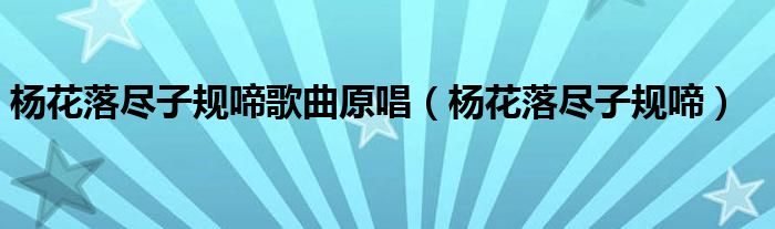 杨花落尽子规啼歌曲原唱（杨花落尽子规啼）