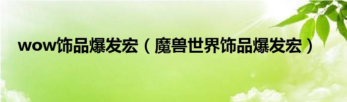 wow饰品爆发宏（魔兽世界饰品爆发宏）