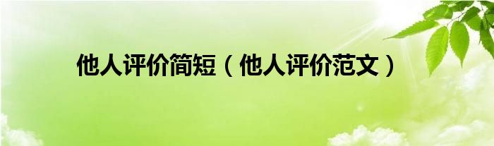 他人评价简短（他人评价范文）