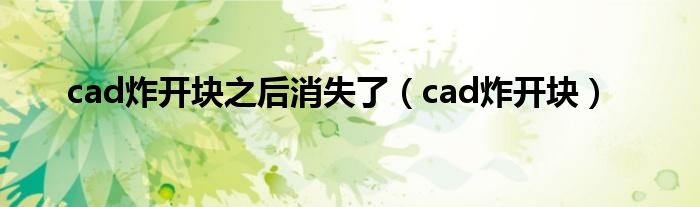 cad炸开块之后消失了（cad炸开块）