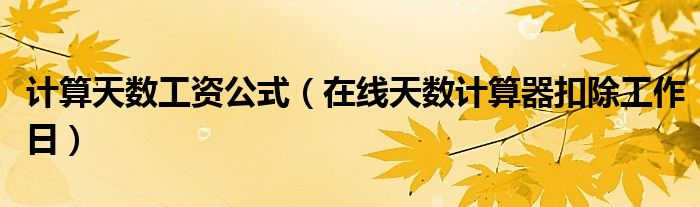 计算天数工资公式（在线天数计算器扣除工作日）