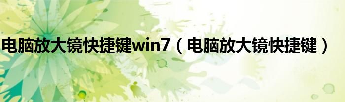 电脑放大镜快捷键win7（电脑放大镜快捷键）