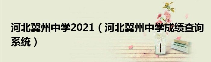 河北冀州中学2021（河北冀州中学成绩查询系统）