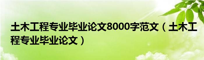 土木工程专业毕业论文8000字范文（土木工程专业毕业论文）