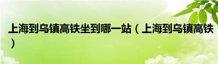 上海到乌镇高铁坐到哪一站（上海到乌镇高铁）