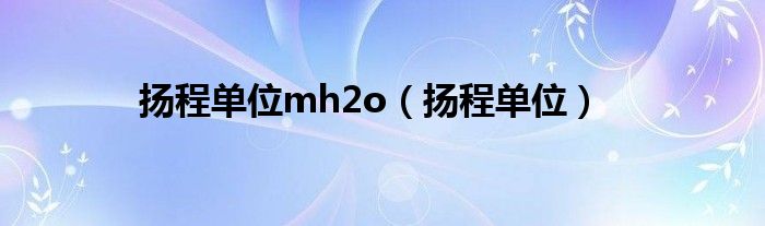 扬程单位mh2o（扬程单位）